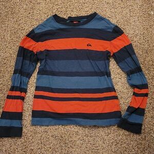Quicksilver blue & orange striped shirt medium 12/14